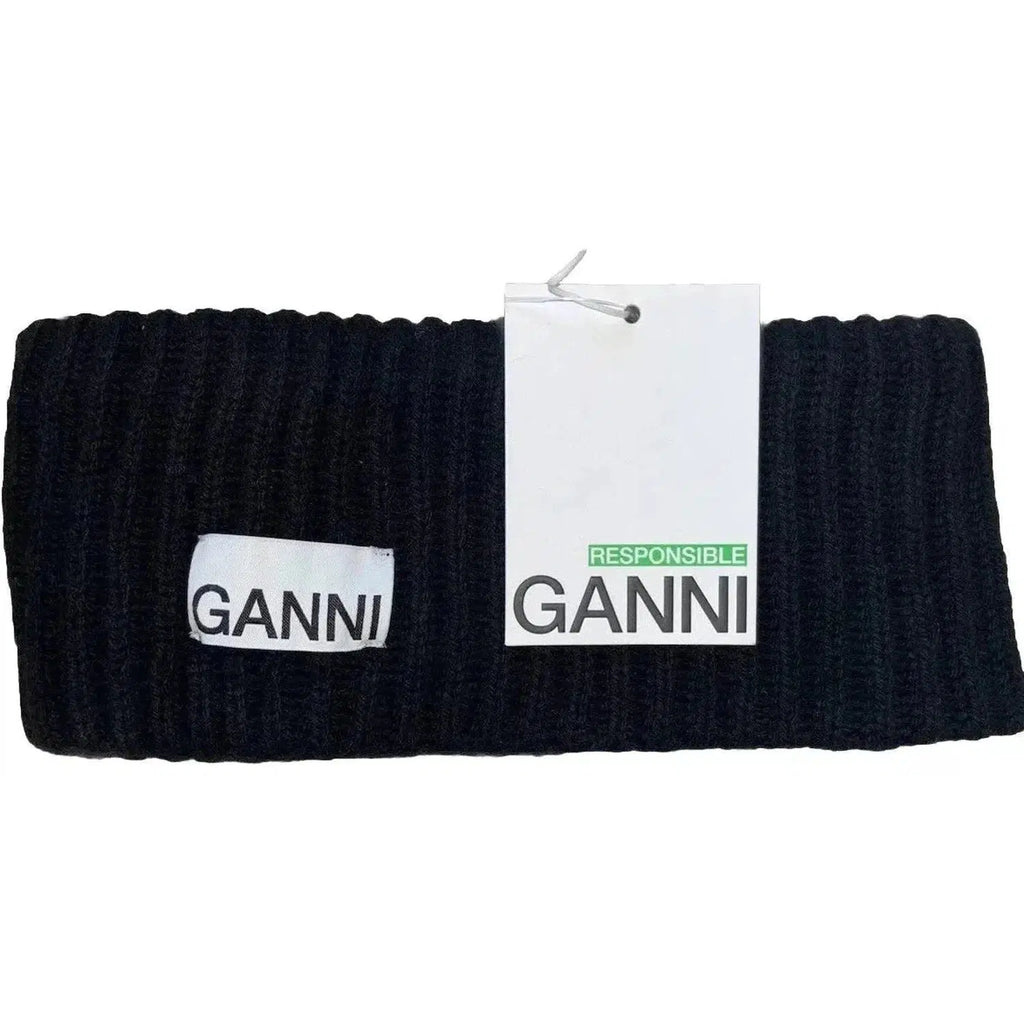 Ganni Ribbed Wool-Blend Women's Headband Black