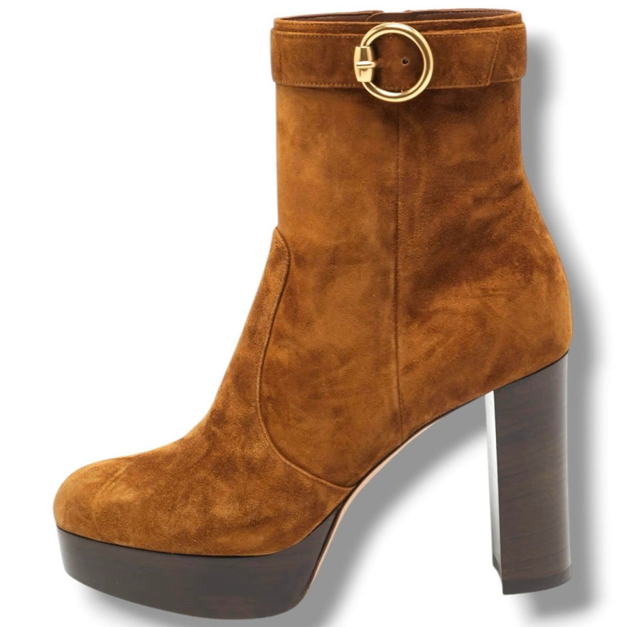 Gianvito Rossi Suede Platform Mid Calf Boots