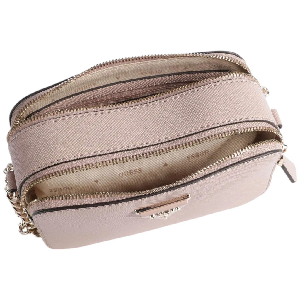 Guess Noelle Rose Pink Crossbody Camera Bag with Gold Chain