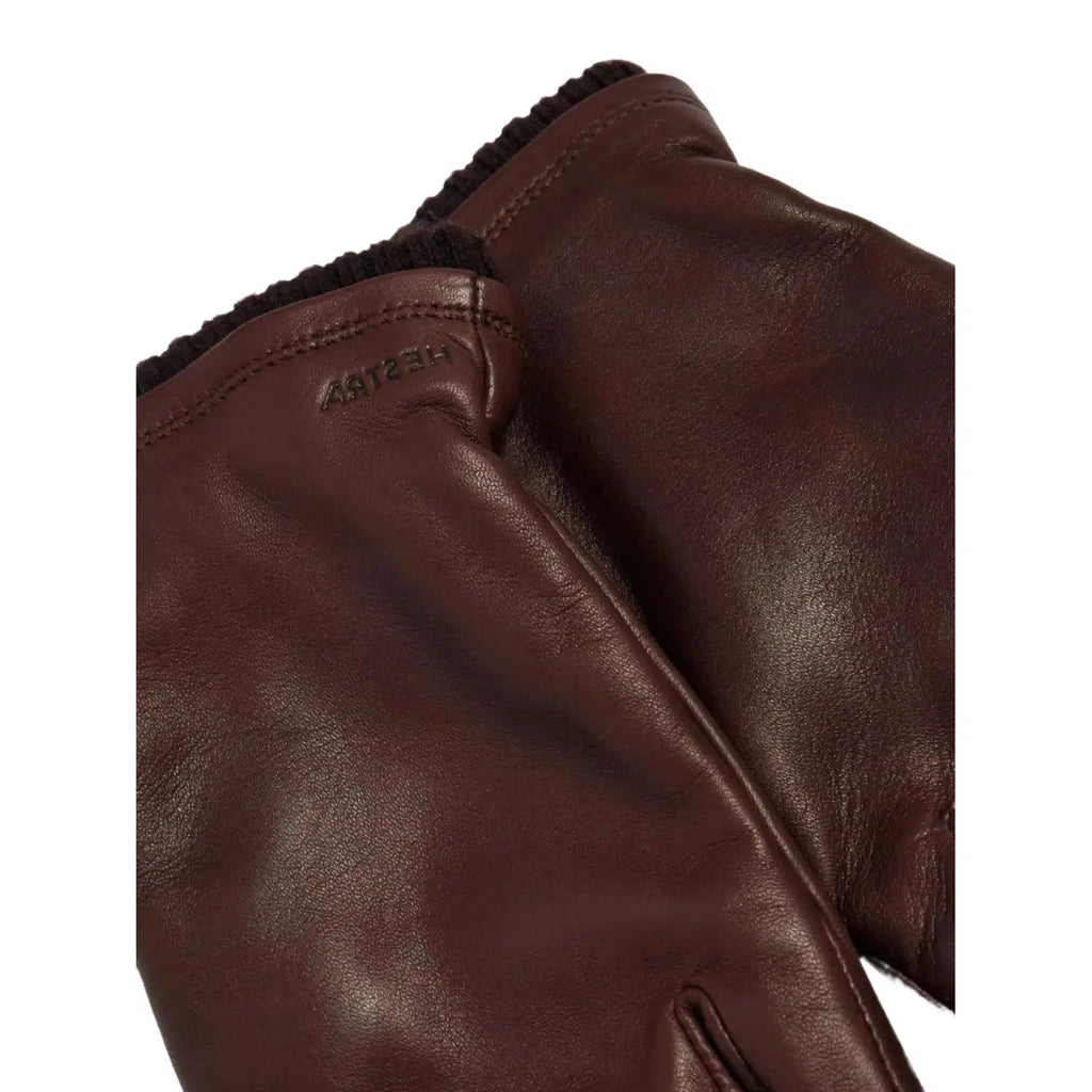 Hestra John Wool - Leather Ribbed Cuff Brown Touchscreen Gloves