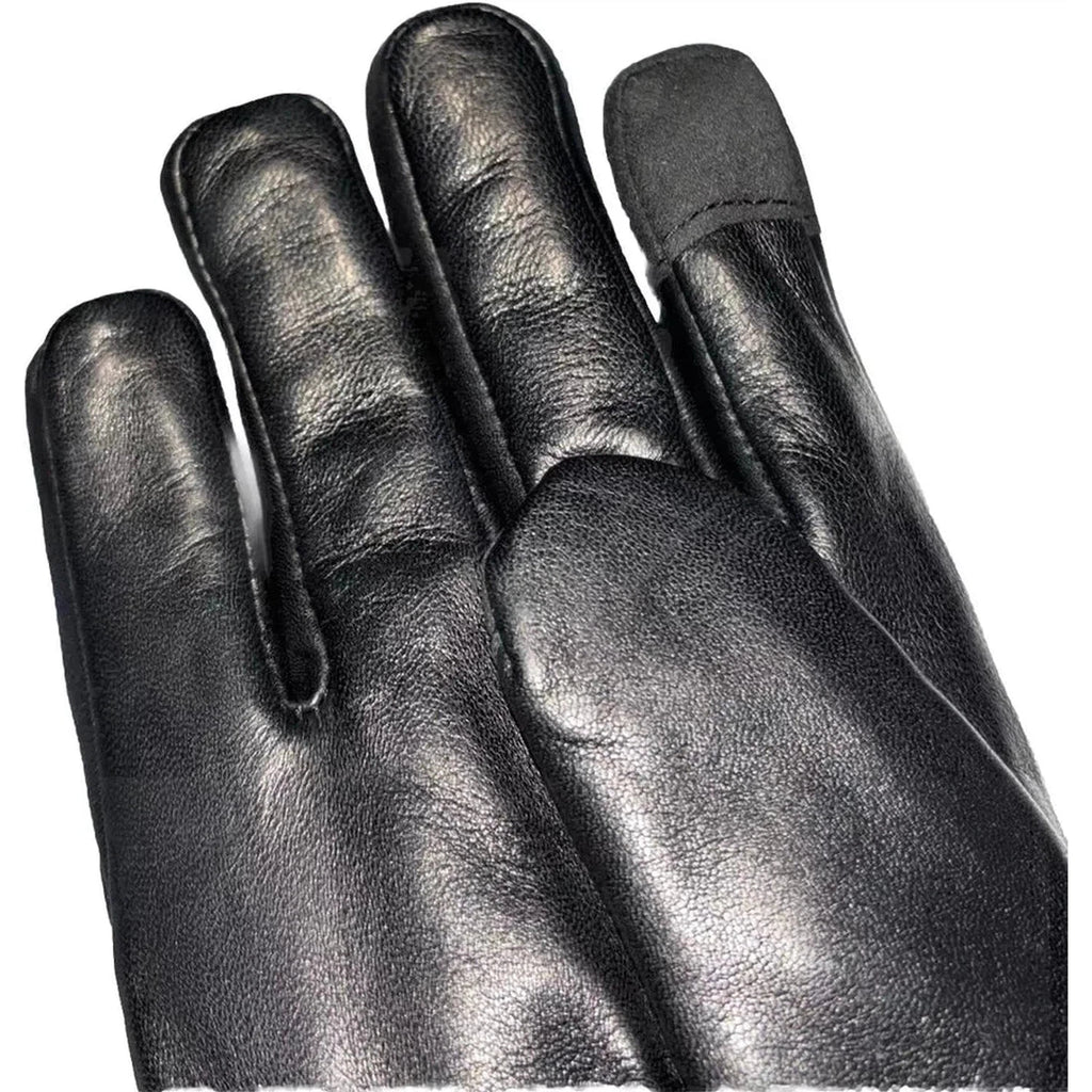 Hestra Mens Black Lamb Leather Gloves Touchscreen Compatible