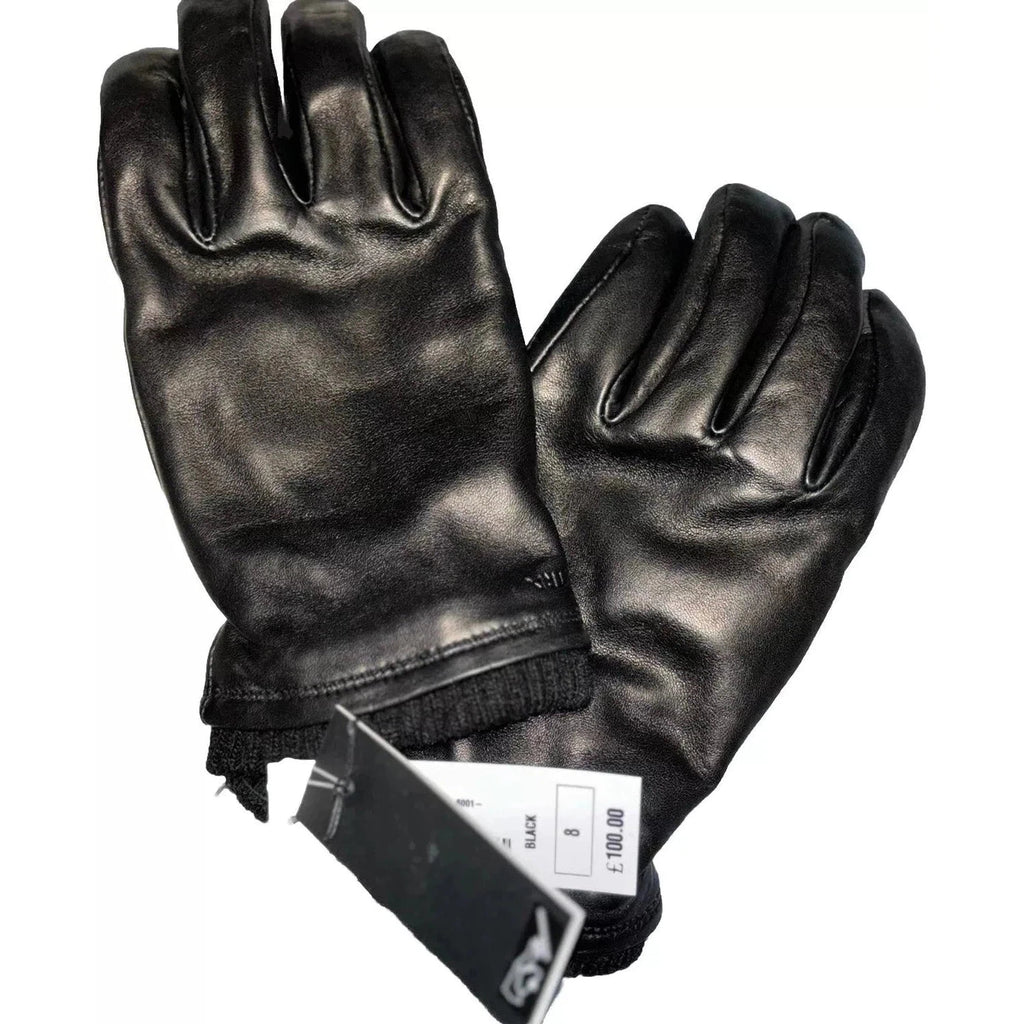 Hestra Mens Black Lamb Leather Gloves Touchscreen Compatible