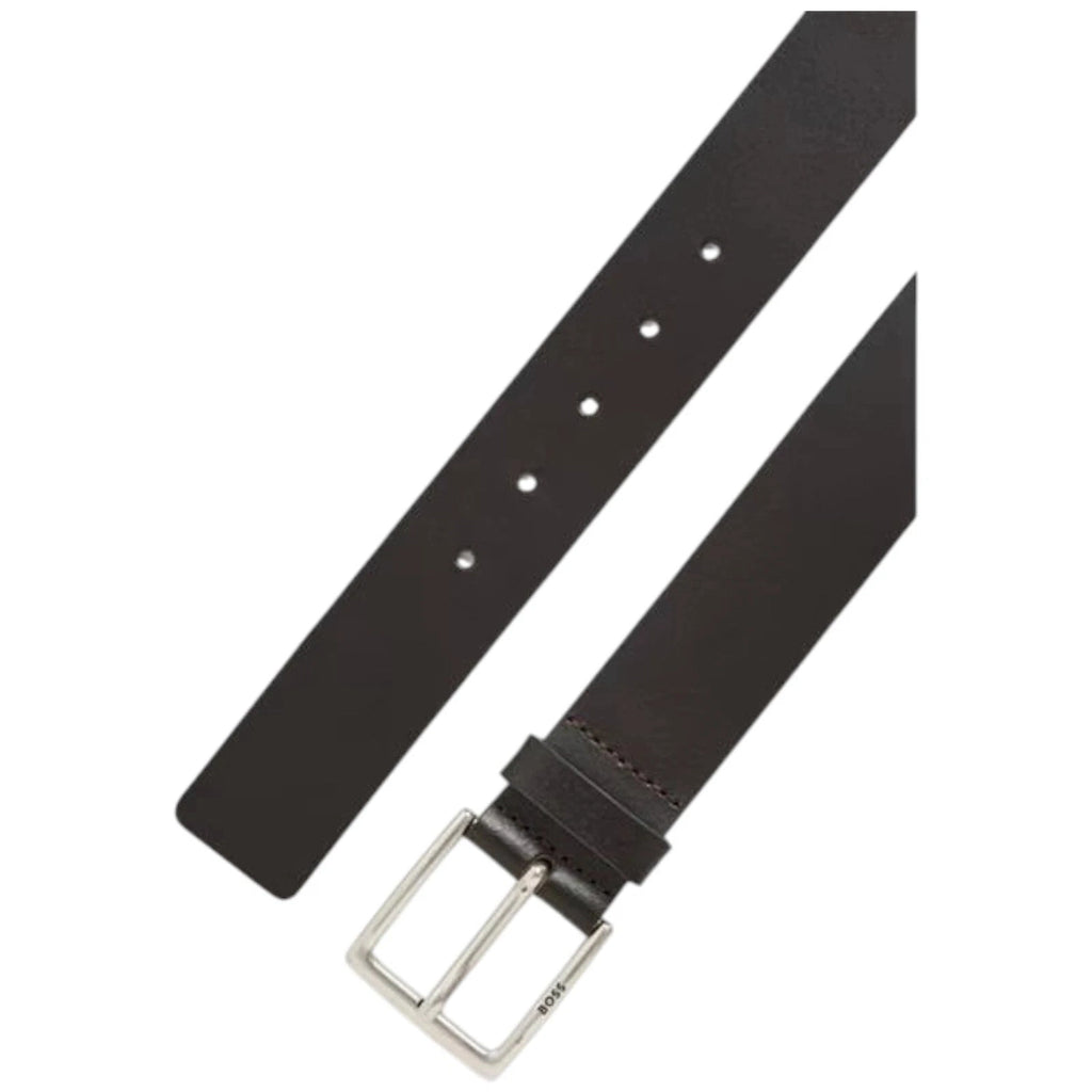 Hugo Boss Men Belt Rummi Dark Brown Cow Leather Buckle
