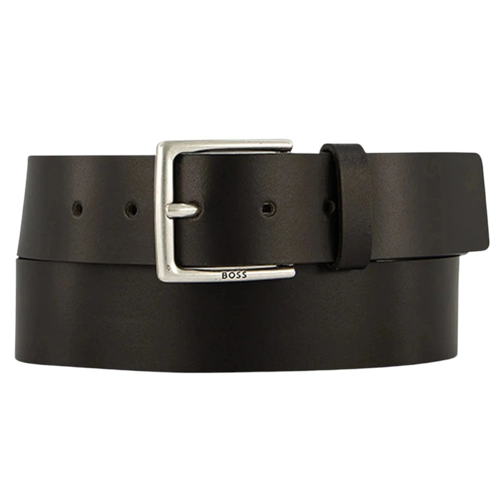 Hugo Boss Men Belt Rummi Dark Brown Cow Leather Buckle