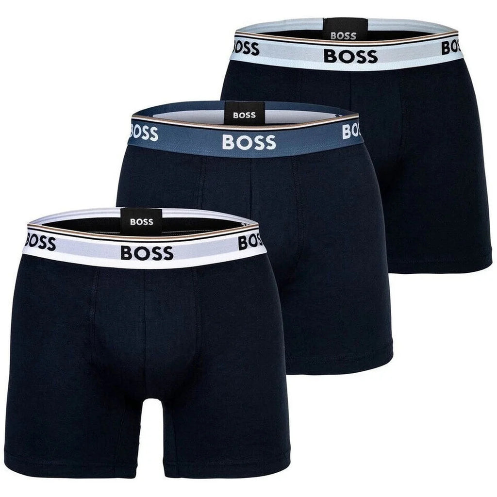 Hugo Boss Mens Boxer Shorts 3 Pack Blue and White
