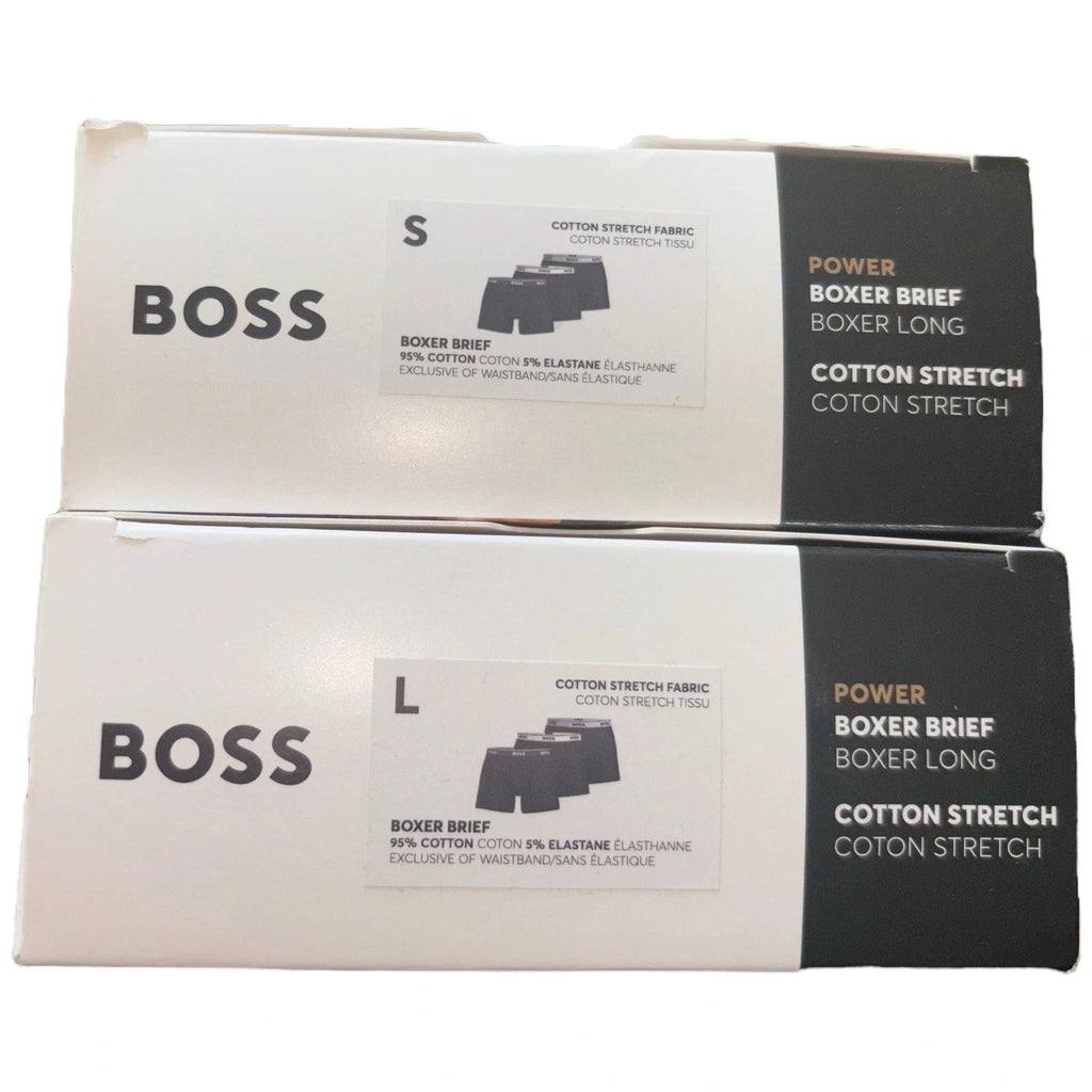 Hugo Boss Mens Boxer Shorts 3 Pack Blue and White