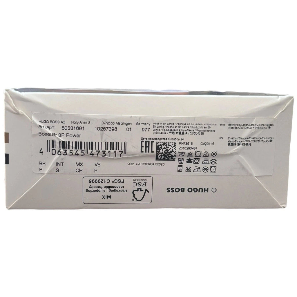 Hugo Boss Mens Boxer Shorts 3 Pack Blue and White