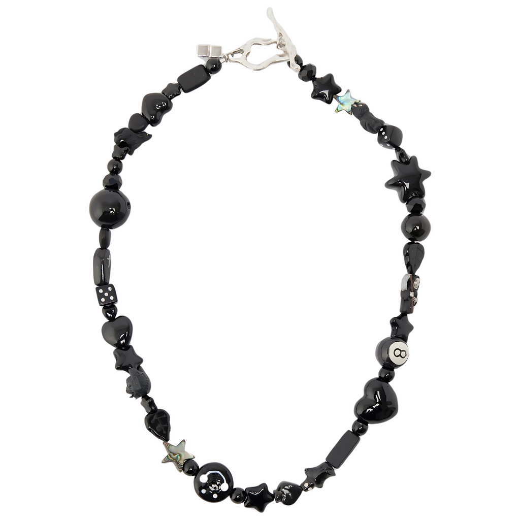 Ian Charms Black The Smoker Beaded 8ball Necklace