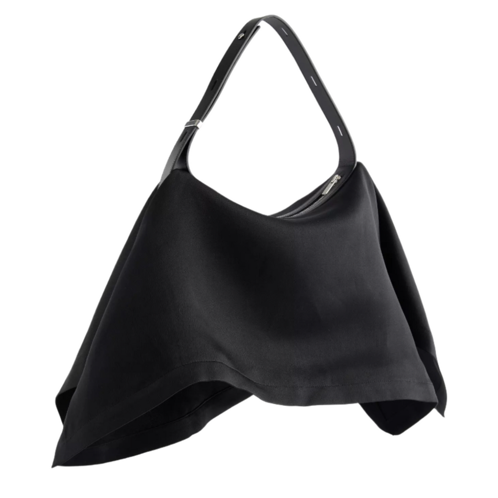 Issey Miyake Black Leather Enveloping Square Shoulder Bag