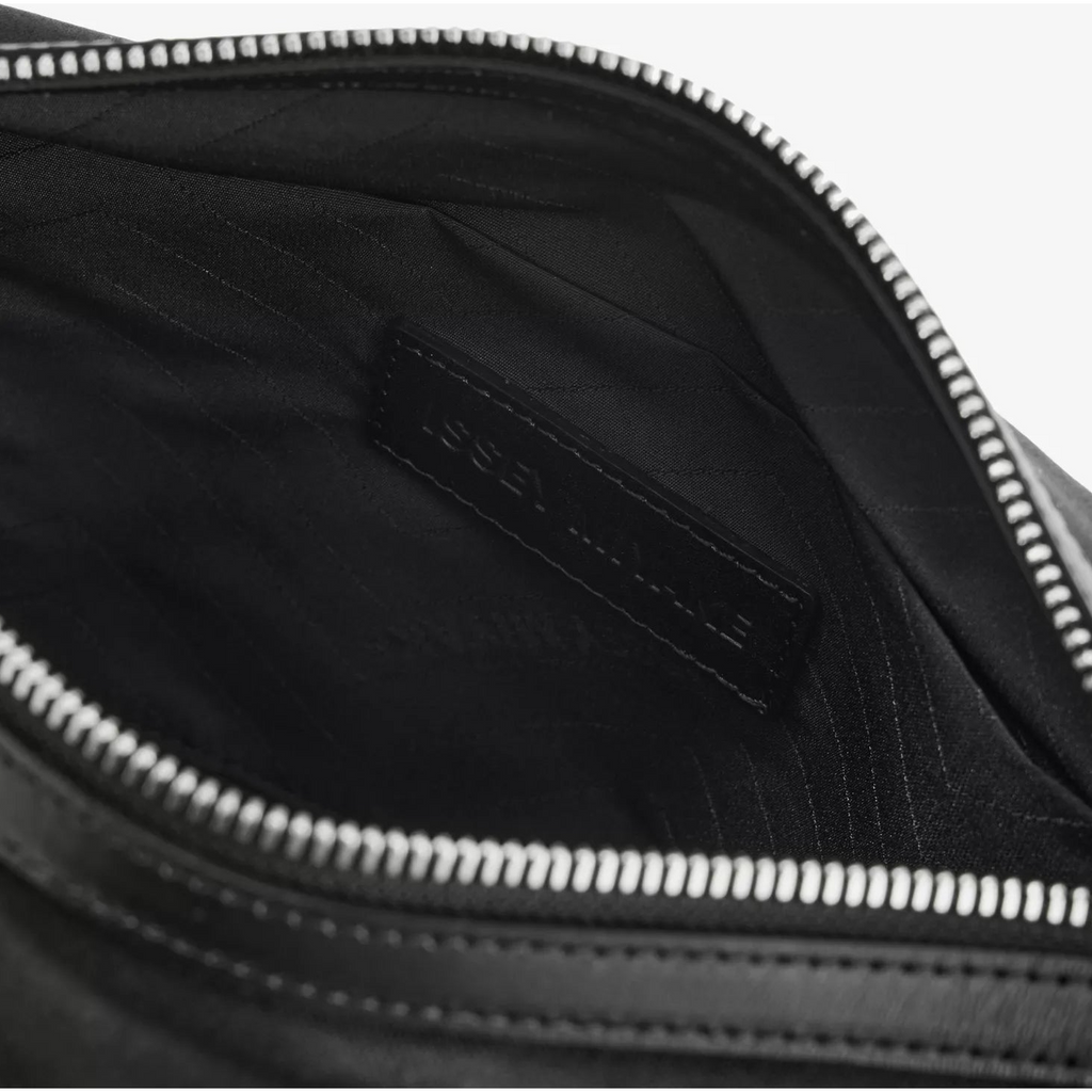 Issey Miyake Black Leather Enveloping Square Shoulder Bag