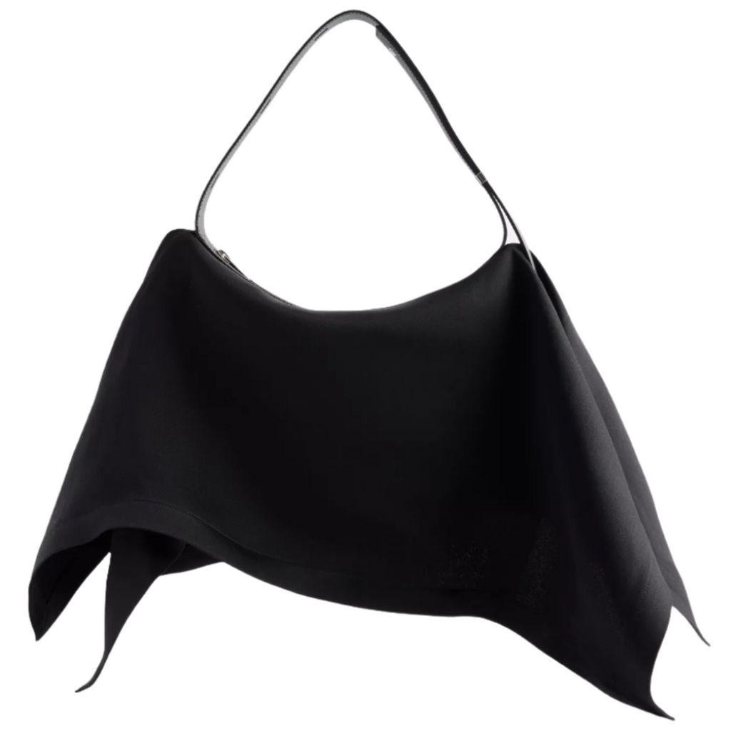 Issey Miyake Black Leather Enveloping Square Shoulder Bag