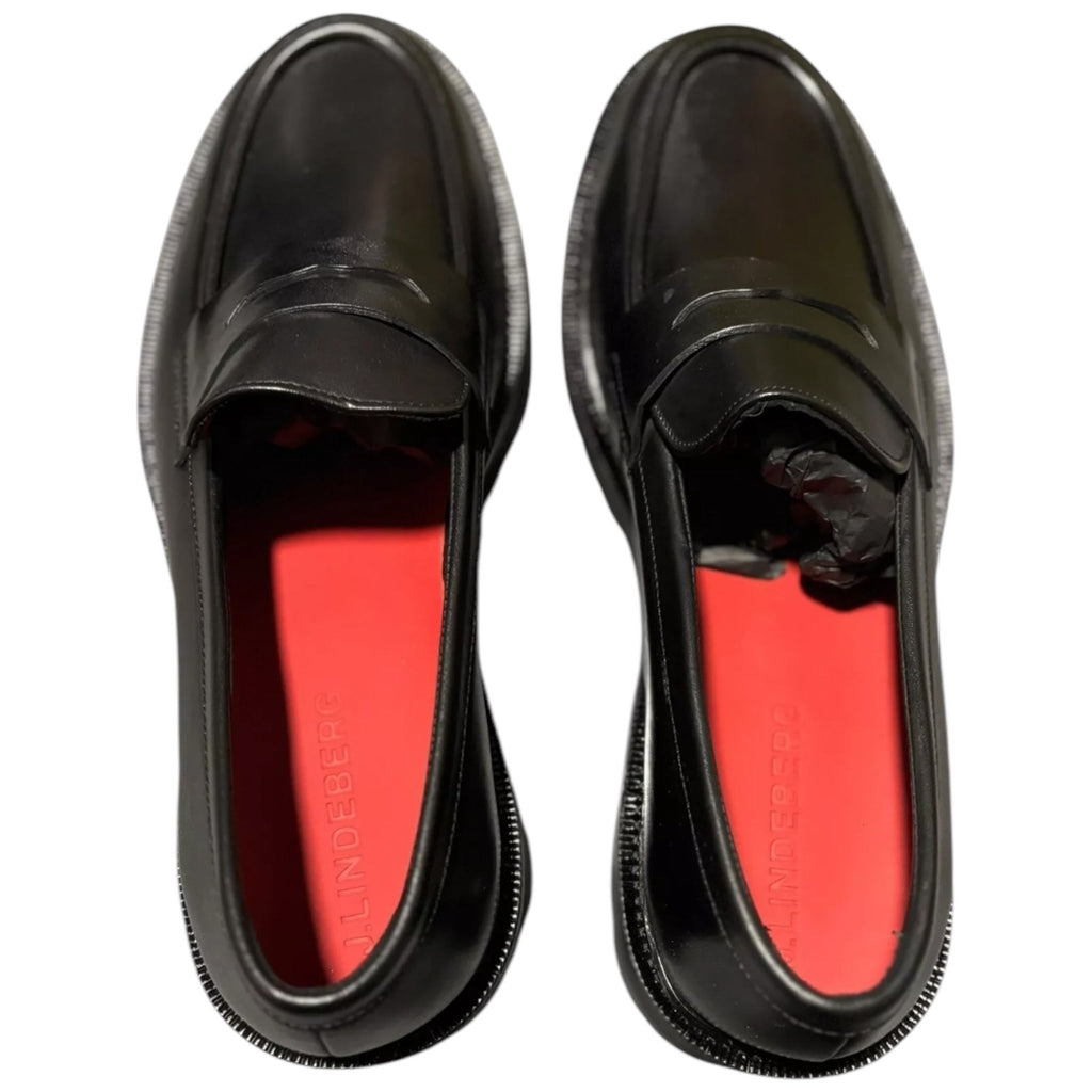 J LINDEBERG Don Black Leather Loafers for Men