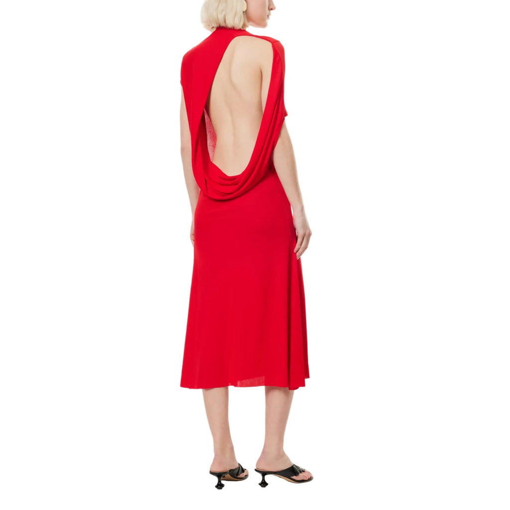 Jacquemus Red The Salerno Dress Asymmetric Draped Midi Dress