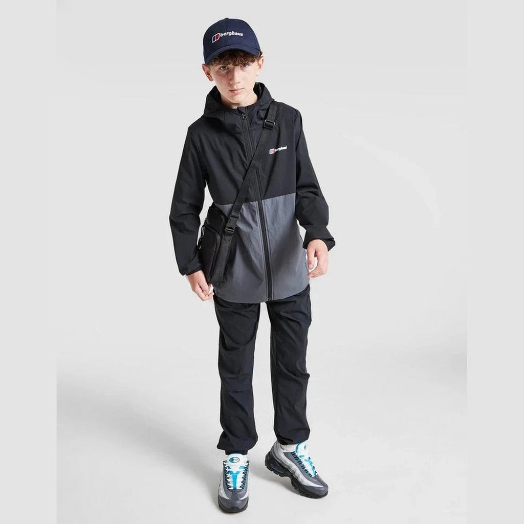 Kids Berghaus Theran Jacket Black Grey Full Zip Hooded Coat