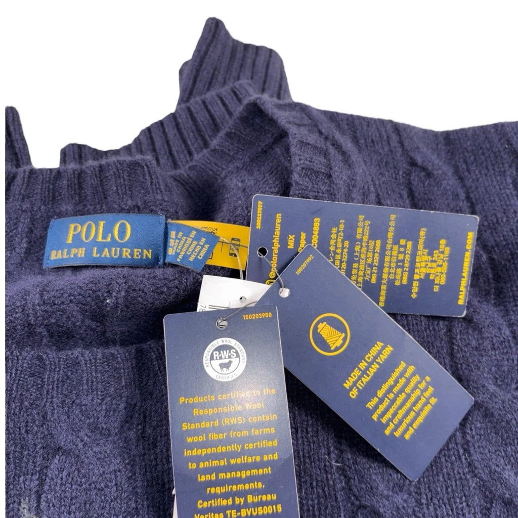 Men Blue Cable-Knit Wool Cashmere Jumper