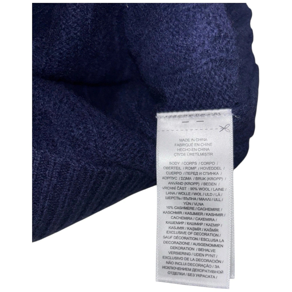 Men Blue Cable-Knit Wool Cashmere Jumper