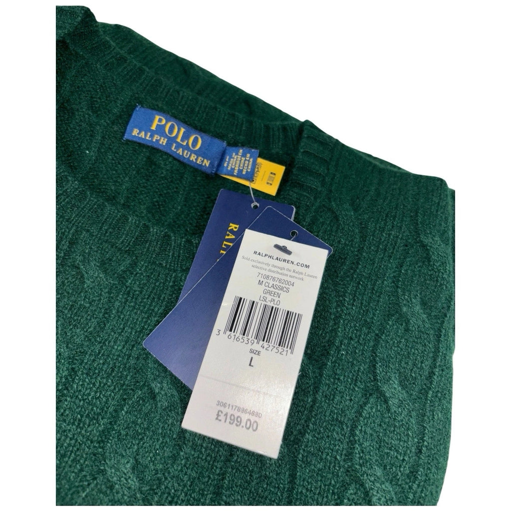 Men Cable Knit Wool Cashmere Jumper Green