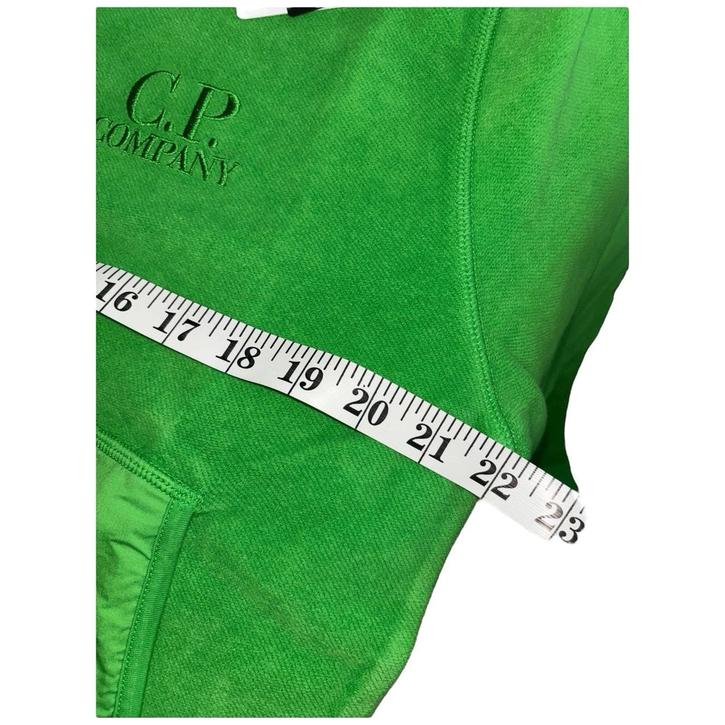 Men Green CP Company Embroidered Logo Fleece Zip Up Hoodie