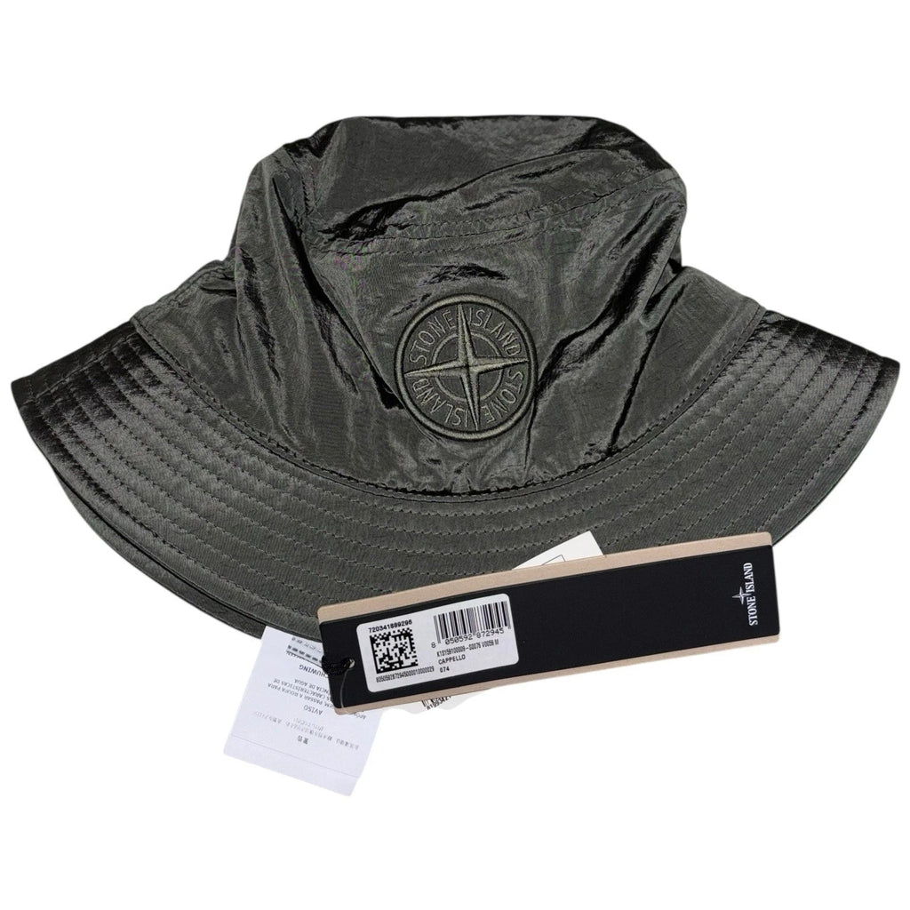 Stone Island Green Polyamide Metal Bucket Hat