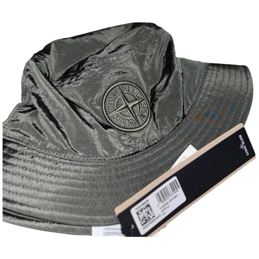 Stone Island Green Polyamide Metal Bucket Hat