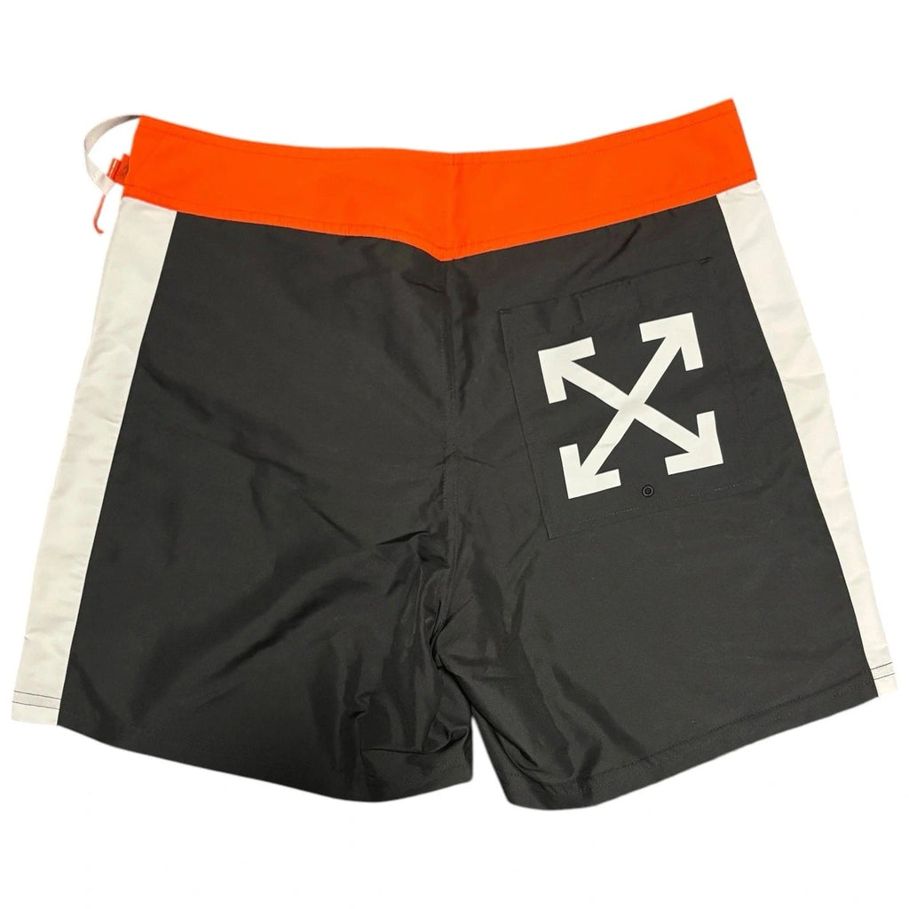 Men Multicoloured Off-White Black Orange Arrow Swim Shorts