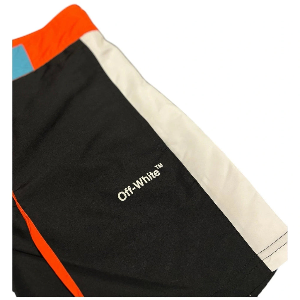 Men Multicoloured Off-White Black Orange Arrow Swim Shorts