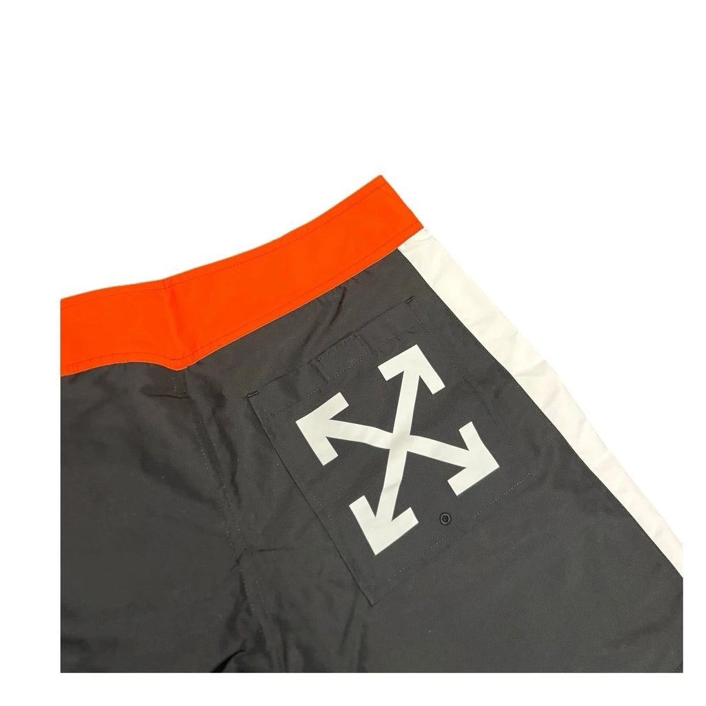 Men Multicoloured Off-White Black Orange Arrow Swim Shorts