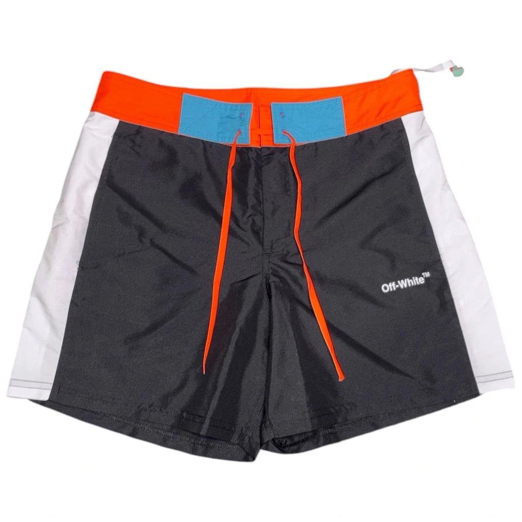 Men Multicoloured Off-White Black Orange Arrow Swim Shorts