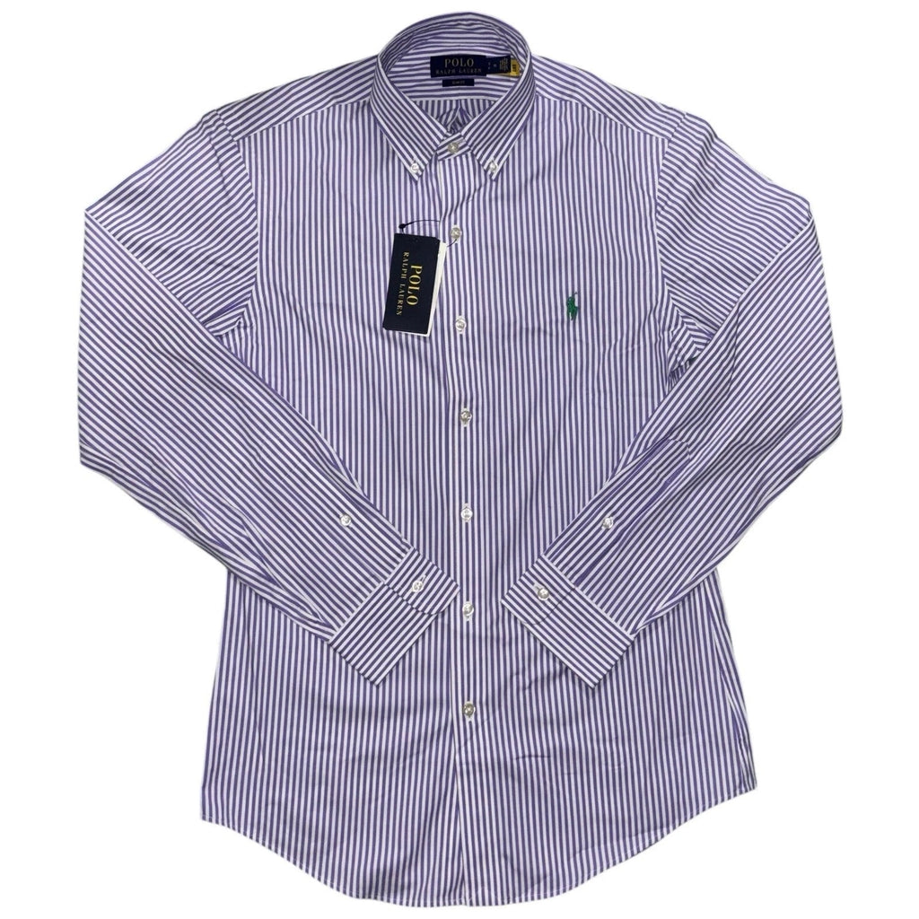 Polo Ralph Lauren Men Slim Purple White Striped Shirt