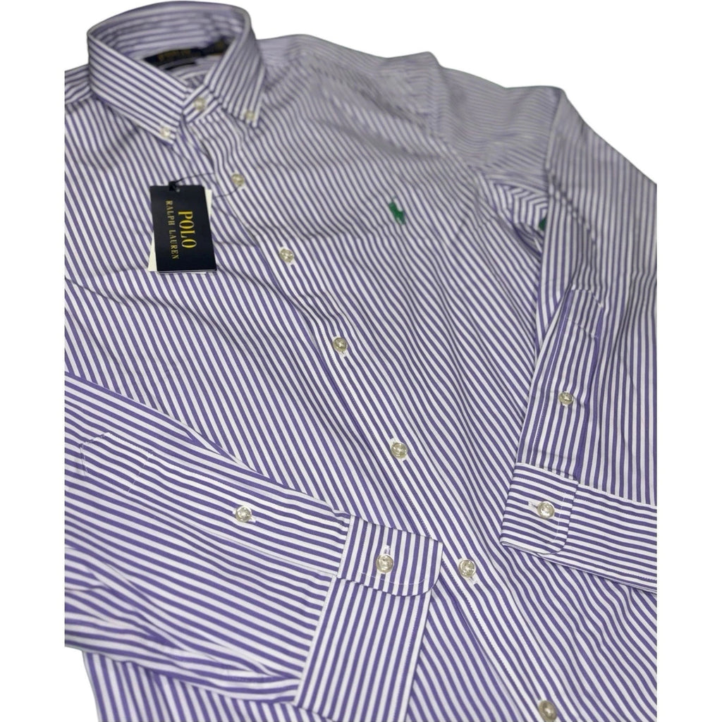 Polo Ralph Lauren Men Slim Purple White Striped Shirt
