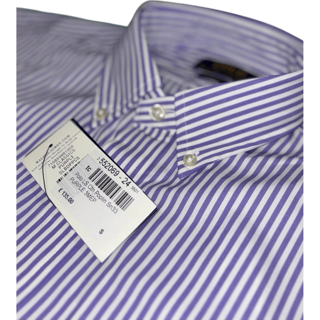 Polo Ralph Lauren Men Slim Purple White Striped Shirt