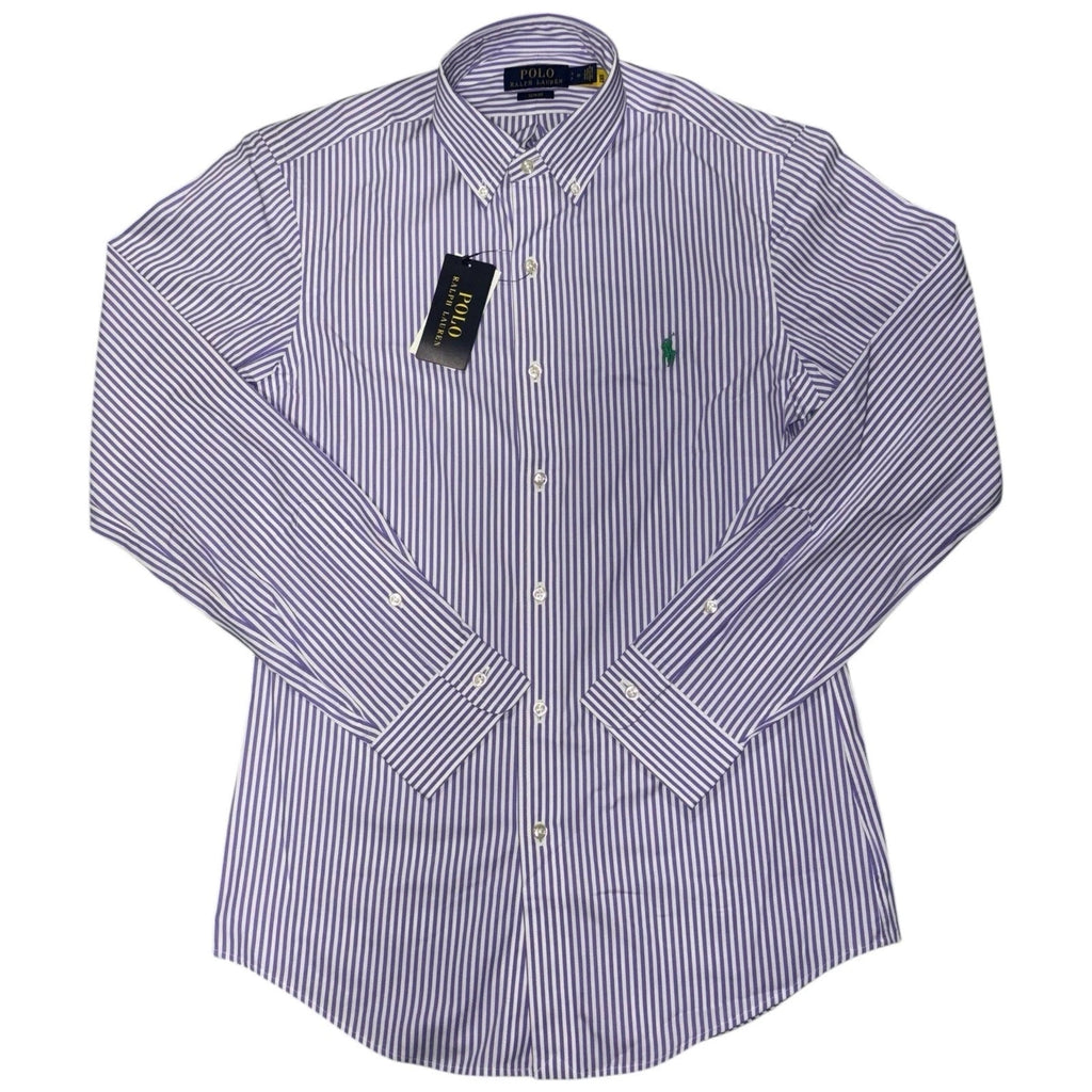Polo Ralph Lauren Men Slim Purple White Striped Shirt