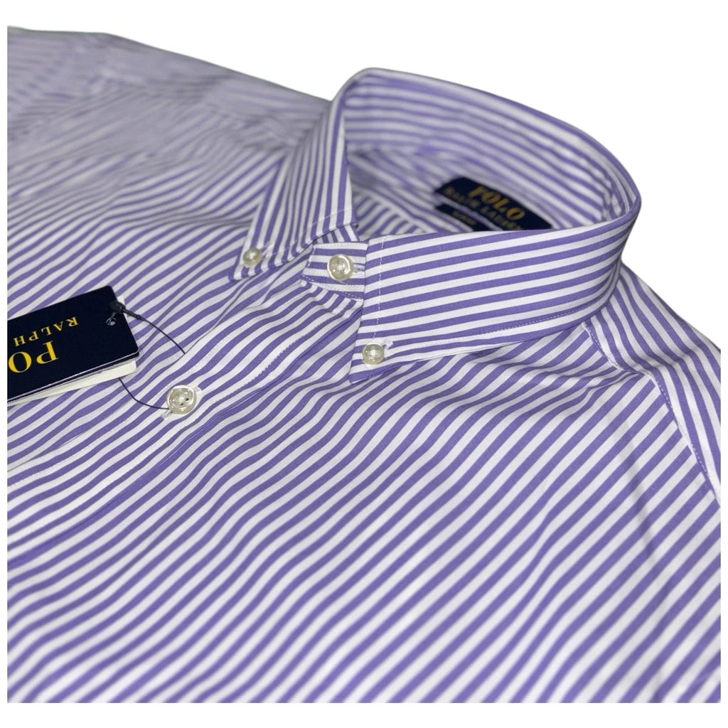 Polo Ralph Lauren Men Slim Purple White Striped Shirt