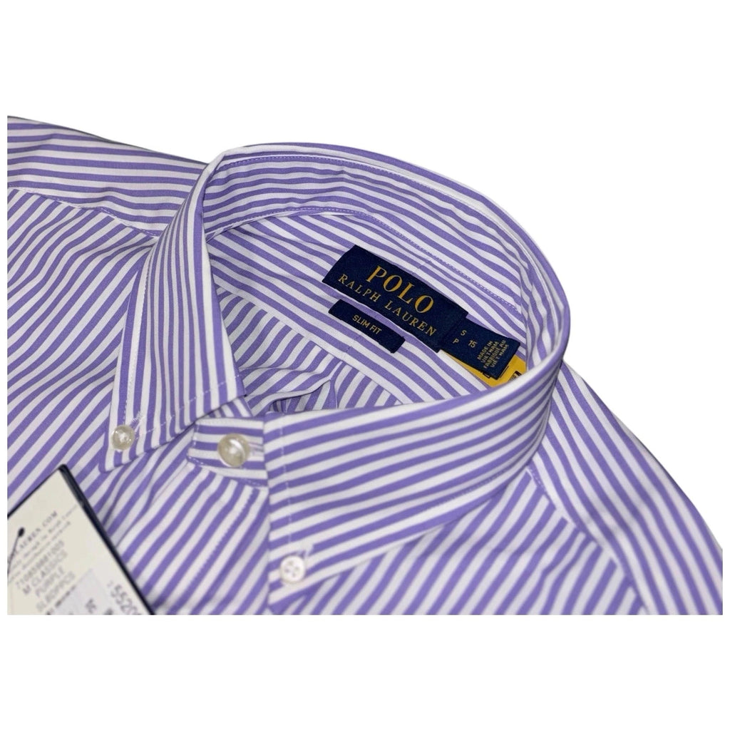 Polo Ralph Lauren Men Slim Purple White Striped Shirt
