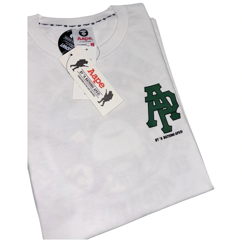 Men's BAPE A Bathing Ape White Green T-Shirt