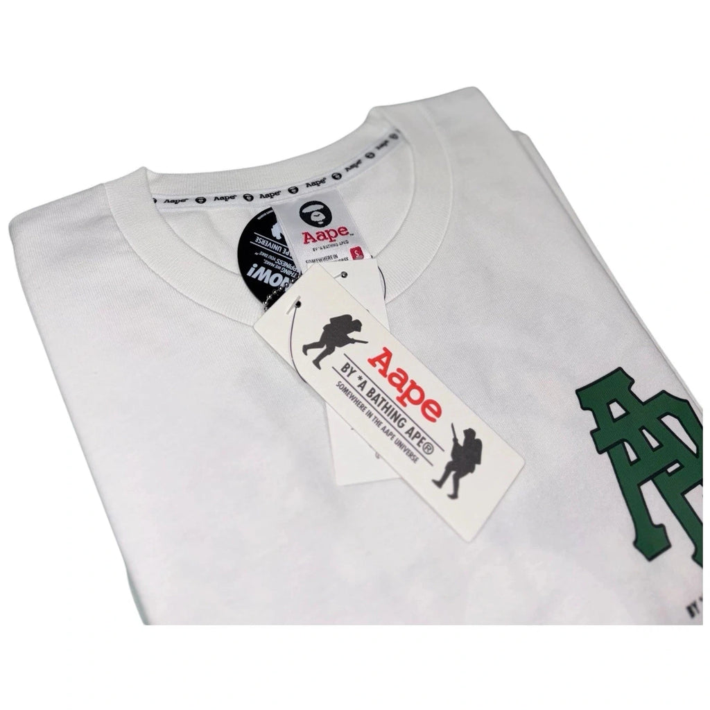 Men's BAPE A Bathing Ape White Green T-Shirt