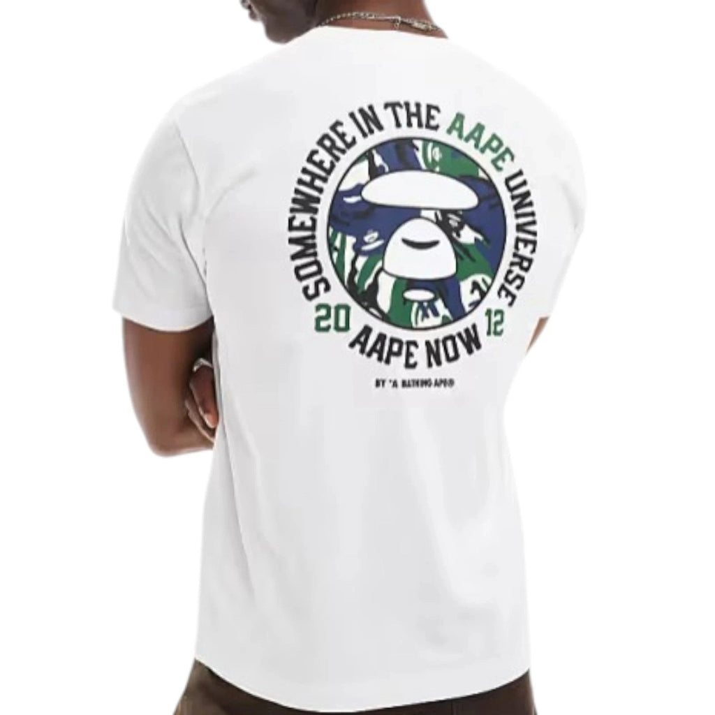 Men's BAPE A Bathing Ape White Green T-Shirt