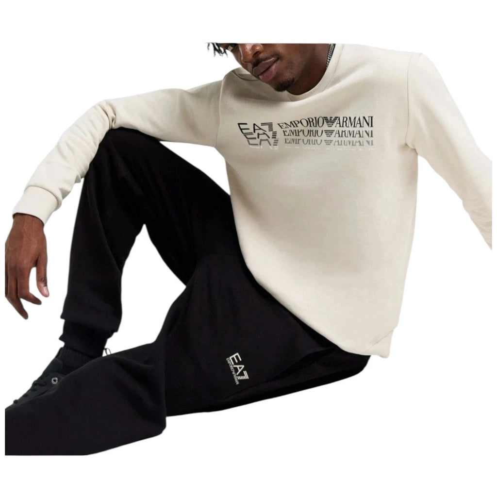 Men's Beige EA7 Emporio Armani Fade Crew Tracksuit
