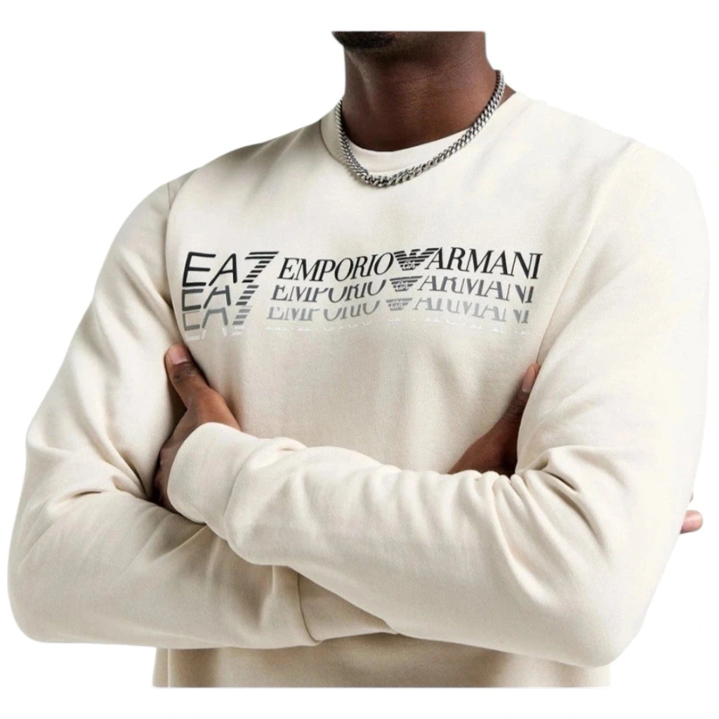 Men's Beige EA7 Emporio Armani Fade Crew Tracksuit
