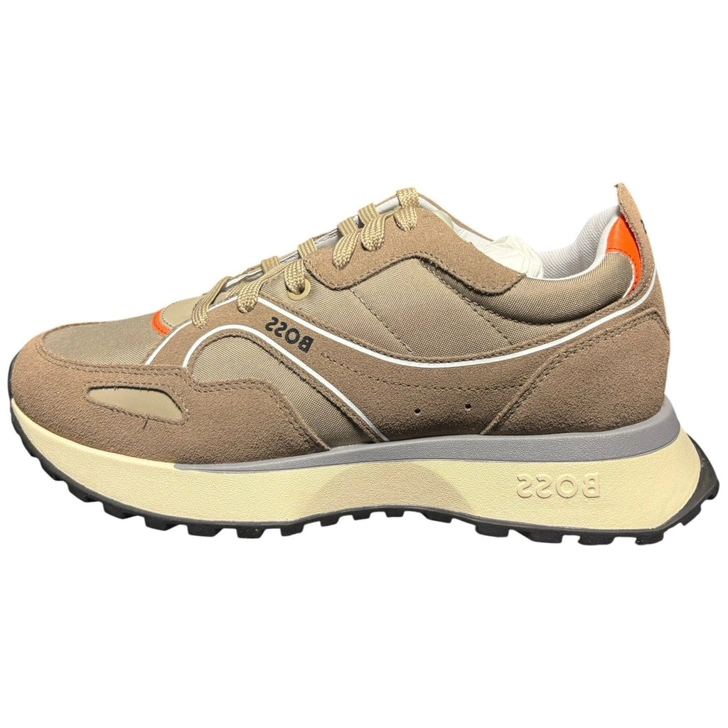 BOSS Men's Beige Suede Jonah Run Trainers