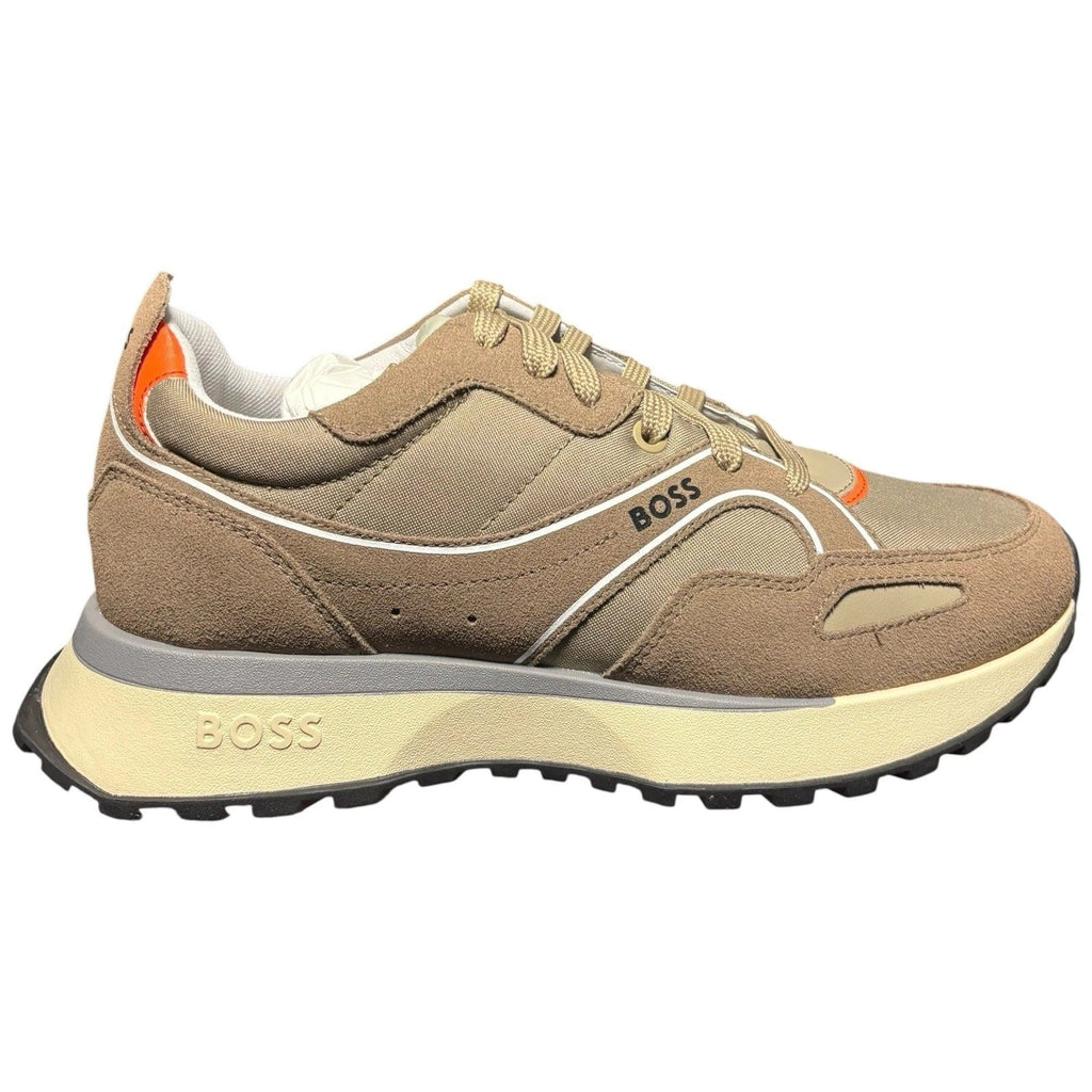 BOSS Men's Beige Suede Jonah Run Trainers