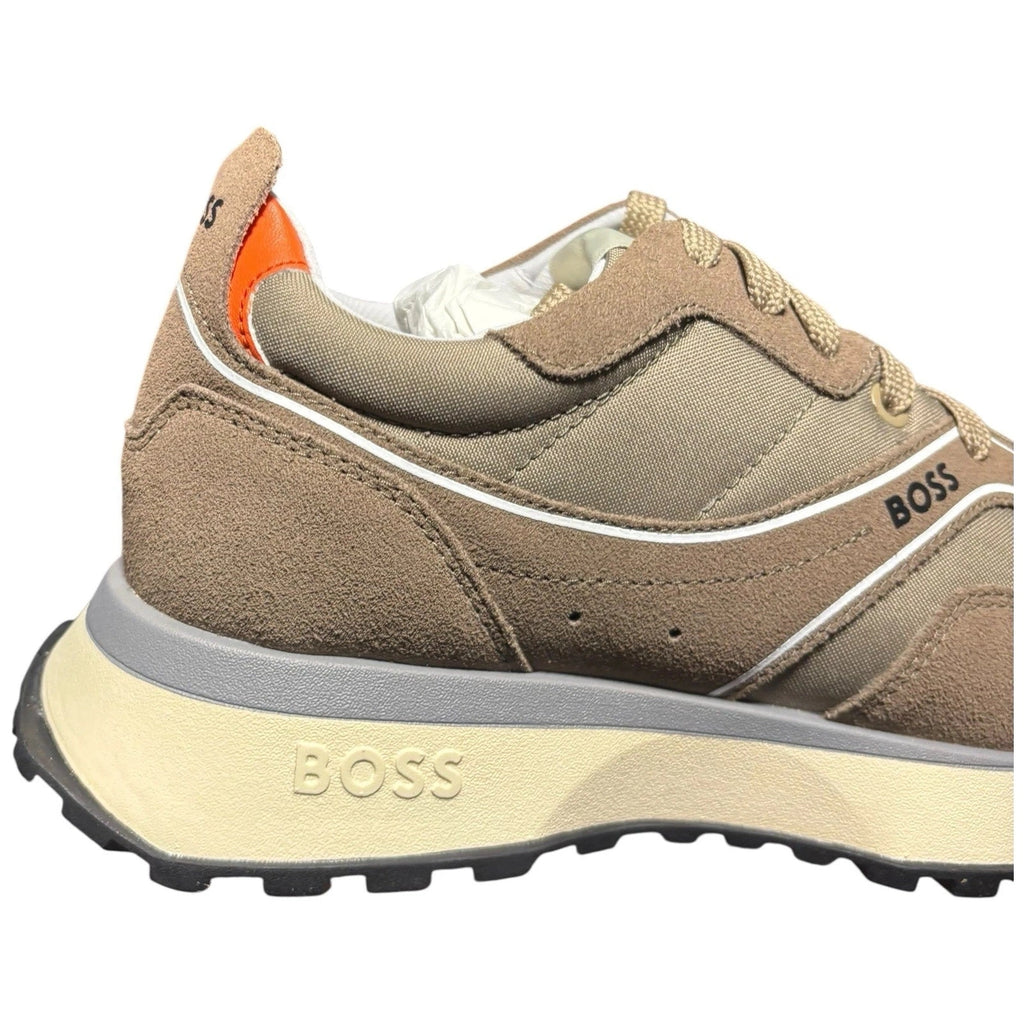 BOSS Men's Beige Suede Jonah Run Trainers