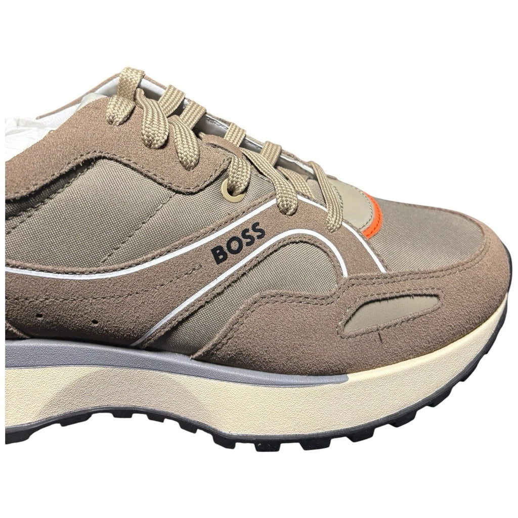 BOSS Men's Beige Suede Jonah Run Trainers