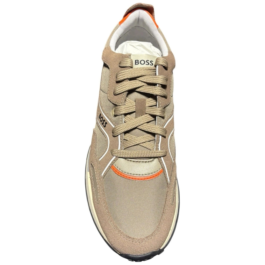 BOSS Men's Beige Suede Jonah Run Trainers