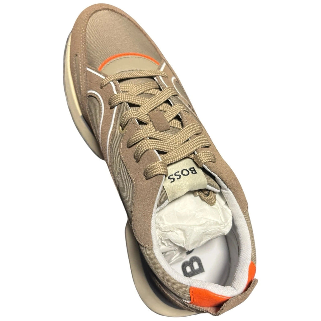 BOSS Men's Beige Suede Jonah Run Trainers