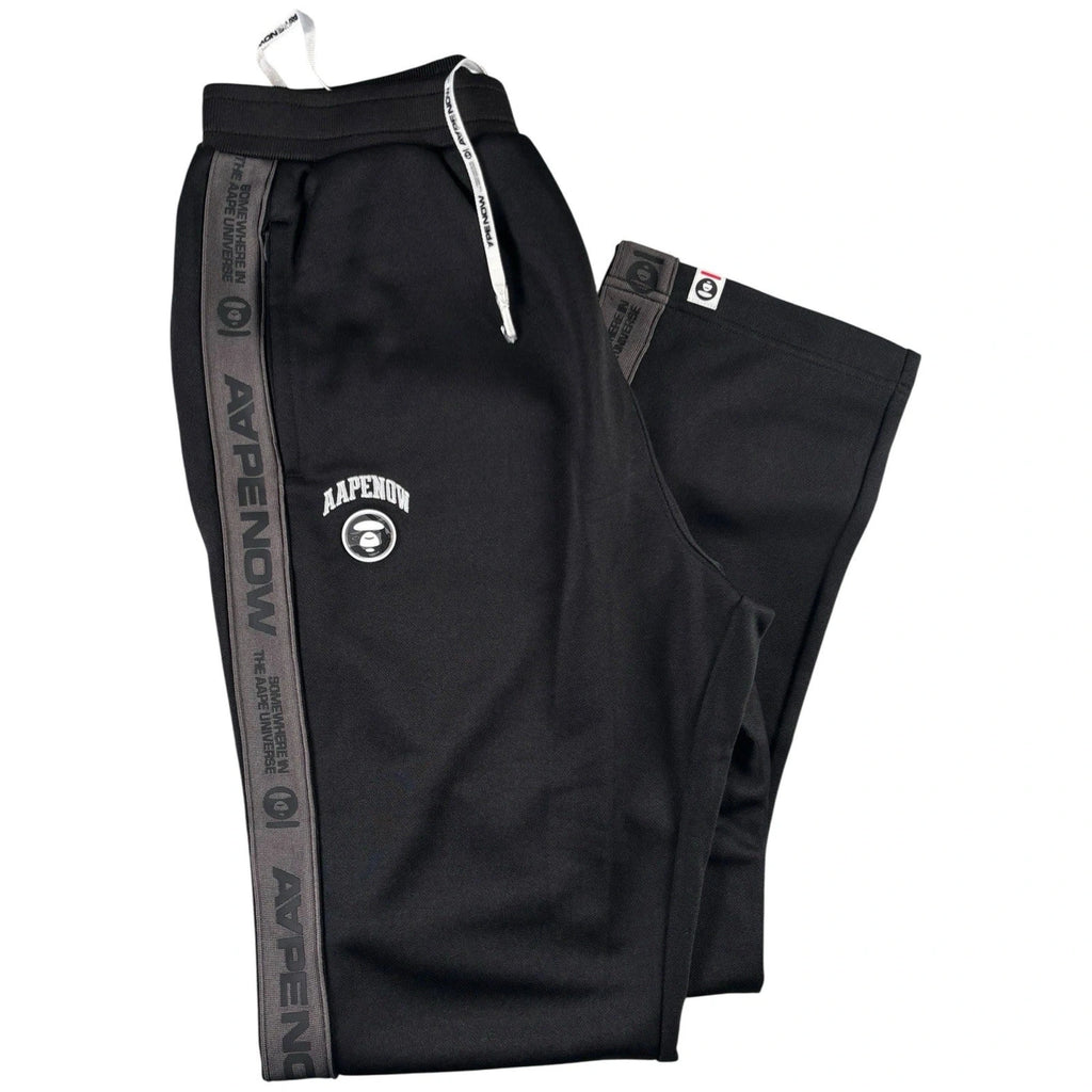 Men's Black A Bathing Ape AAPE Joggers Moon Face Logo Sweatpants