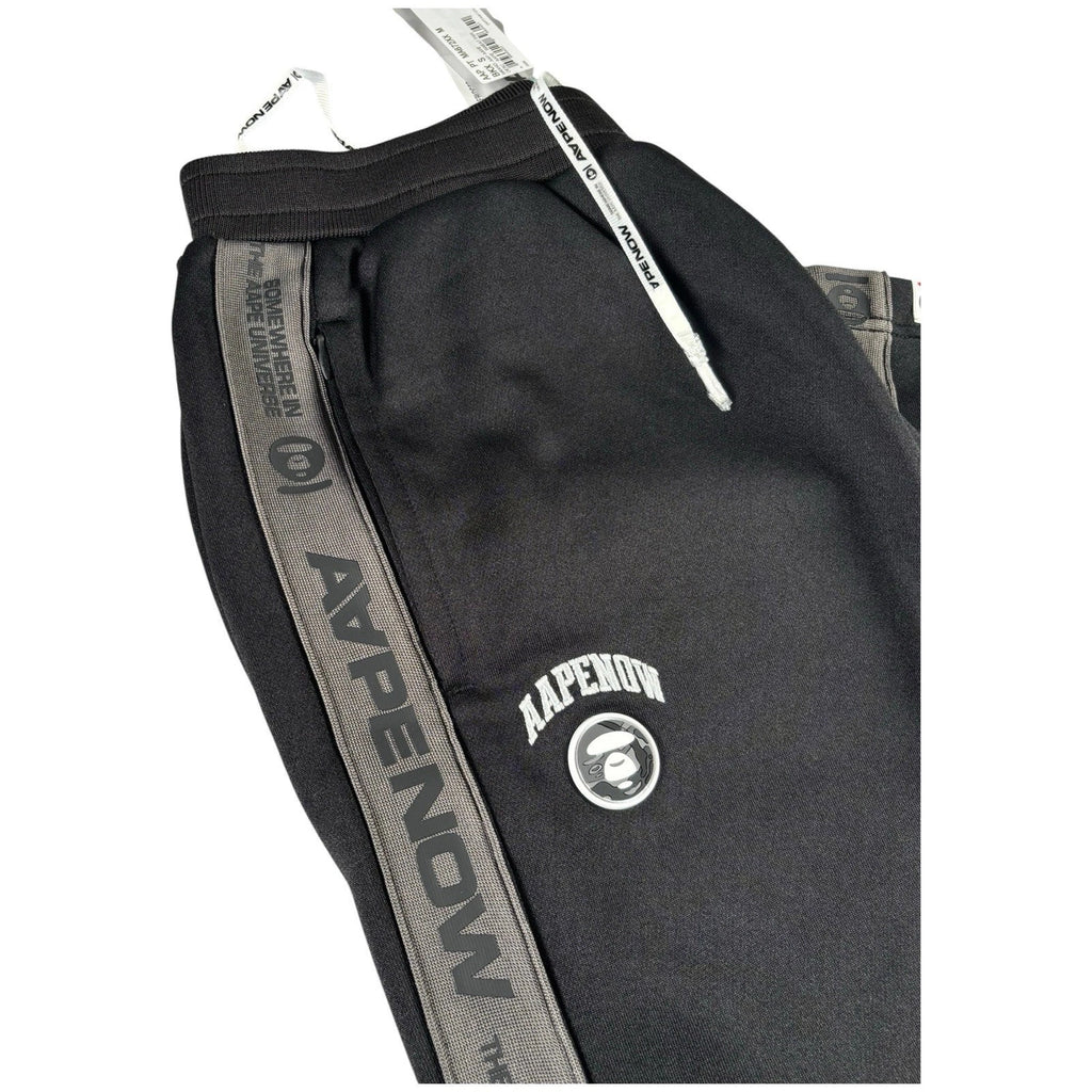 Men's Black A Bathing Ape AAPE Joggers Moon Face Logo Sweatpants