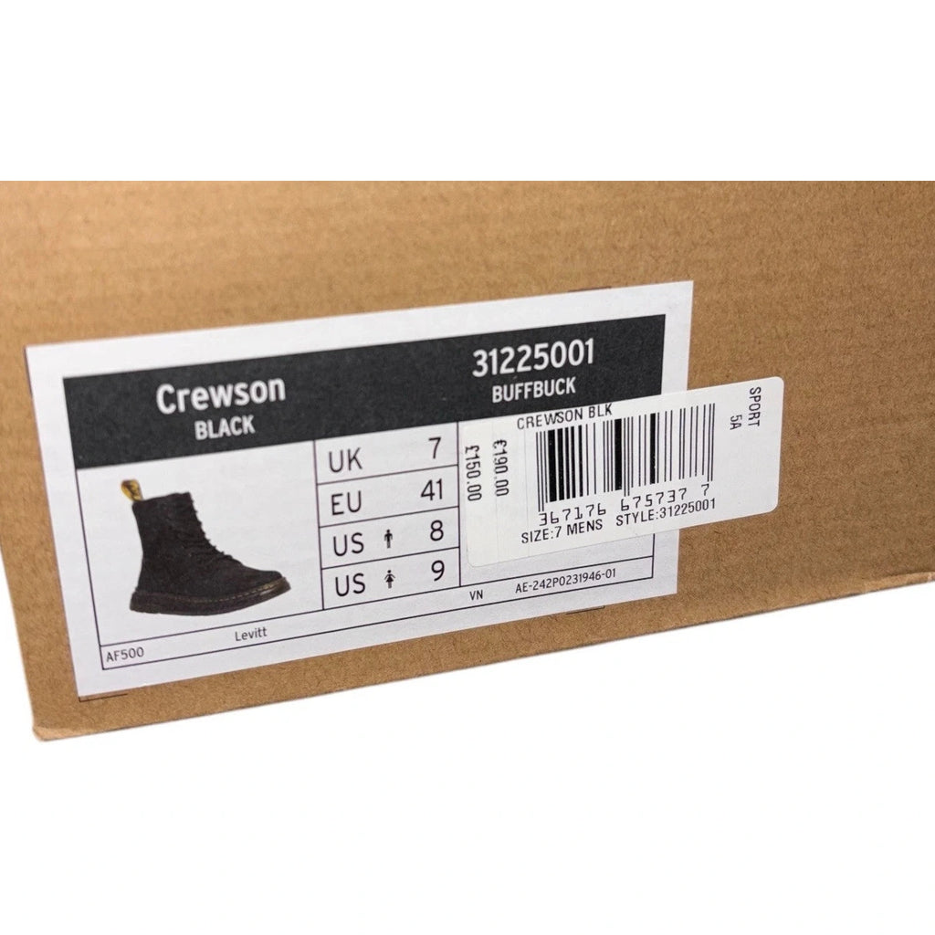 Black Dr. Martens Crewson Leather Lace Up Classic Boots
