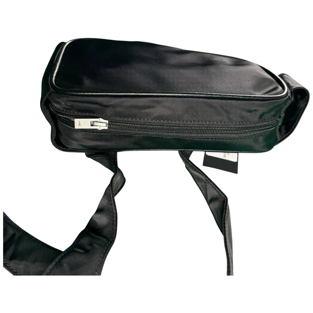 Men's Black Woven Cross-Body Bag