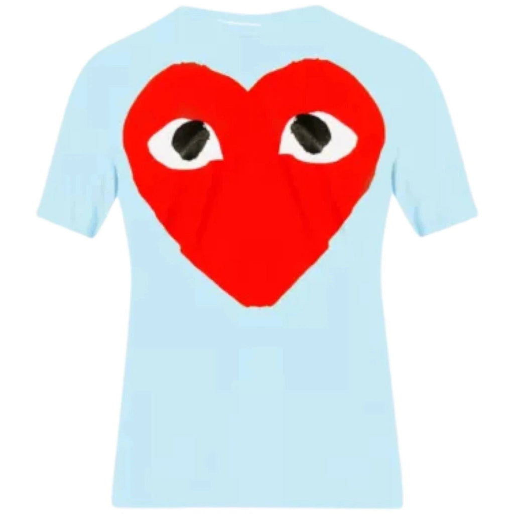 Men's Blue Comme Des Garcons Play Big Print Heart T-Shirt